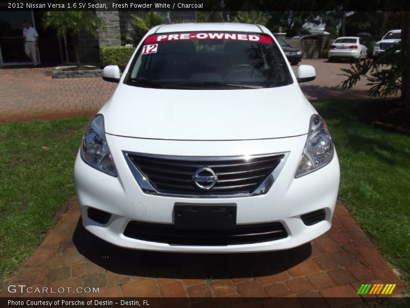Fresh Powder White / Charcoal 2012 Nissan Versa 1.6 SV Sedan