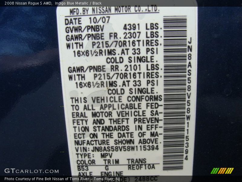 Indigo Blue Metallic / Black 2008 Nissan Rogue S AWD