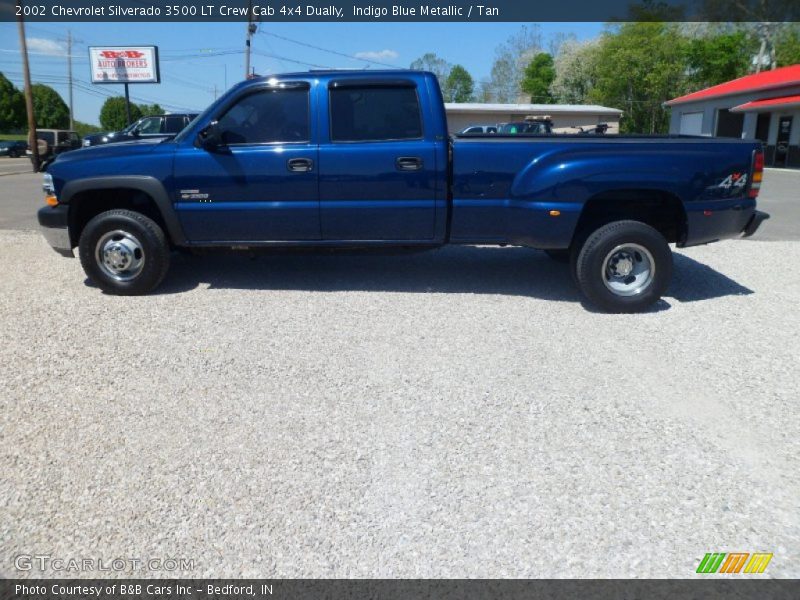 Indigo Blue Metallic / Tan 2002 Chevrolet Silverado 3500 LT Crew Cab 4x4 Dually