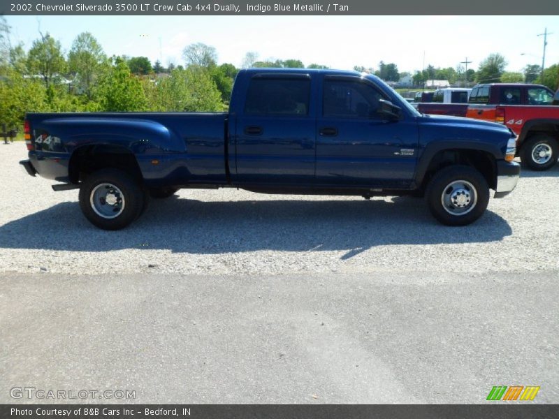 Indigo Blue Metallic / Tan 2002 Chevrolet Silverado 3500 LT Crew Cab 4x4 Dually