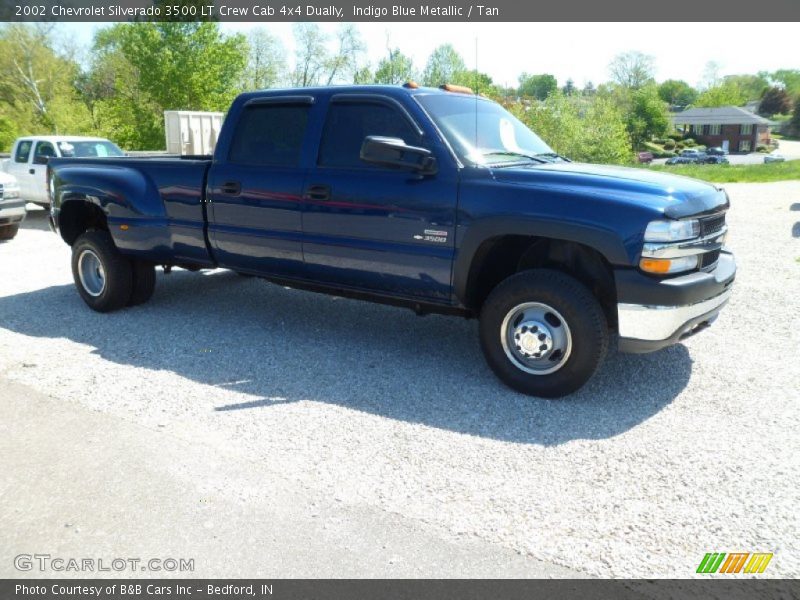 Indigo Blue Metallic / Tan 2002 Chevrolet Silverado 3500 LT Crew Cab 4x4 Dually