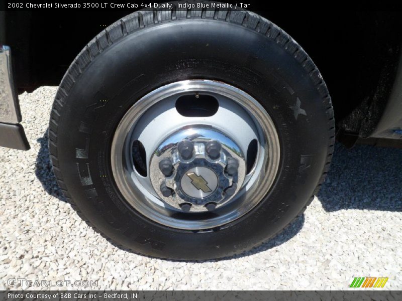 Indigo Blue Metallic / Tan 2002 Chevrolet Silverado 3500 LT Crew Cab 4x4 Dually