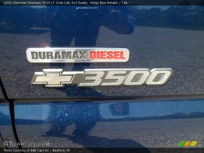 Indigo Blue Metallic / Tan 2002 Chevrolet Silverado 3500 LT Crew Cab 4x4 Dually
