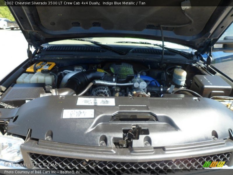 Indigo Blue Metallic / Tan 2002 Chevrolet Silverado 3500 LT Crew Cab 4x4 Dually