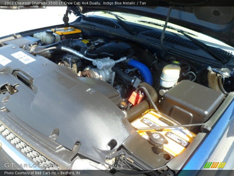 Indigo Blue Metallic / Tan 2002 Chevrolet Silverado 3500 LT Crew Cab 4x4 Dually