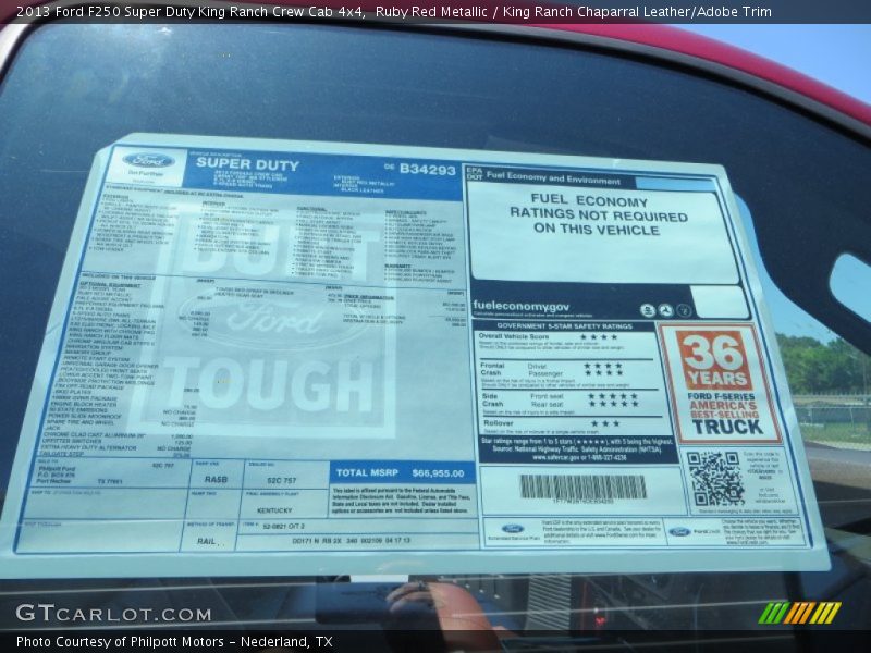  2013 F250 Super Duty King Ranch Crew Cab 4x4 Window Sticker