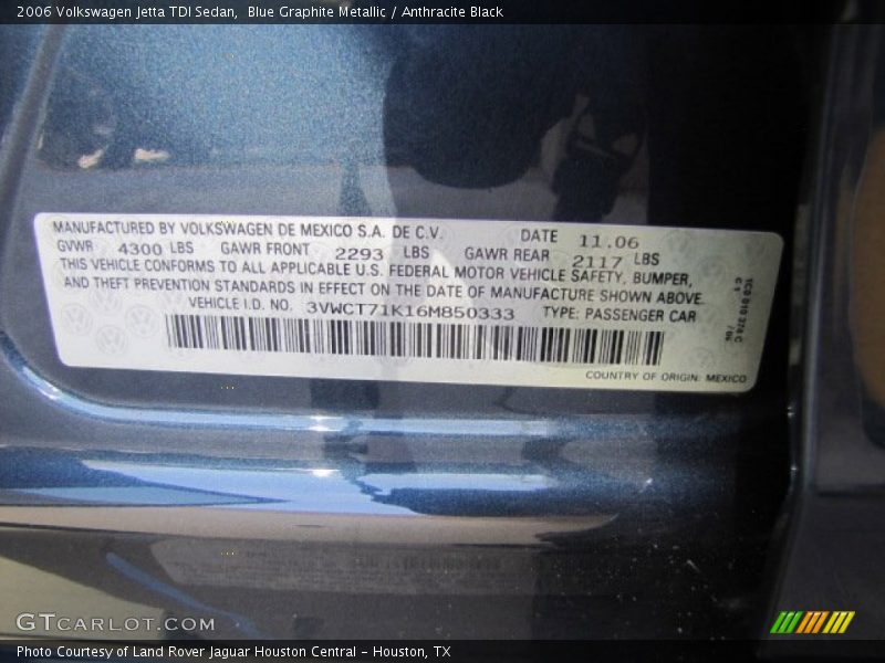 Blue Graphite Metallic / Anthracite Black 2006 Volkswagen Jetta TDI Sedan