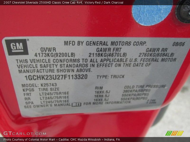 Victory Red / Dark Charcoal 2007 Chevrolet Silverado 2500HD Classic Crew Cab 4x4