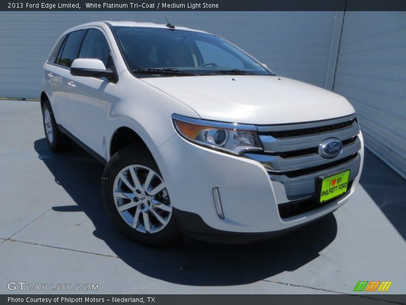 White Platinum Tri-Coat / Medium Light Stone 2013 Ford Edge Limited
