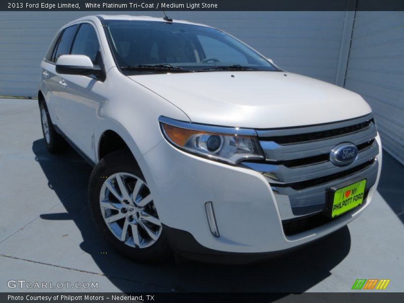 White Platinum Tri-Coat / Medium Light Stone 2013 Ford Edge Limited