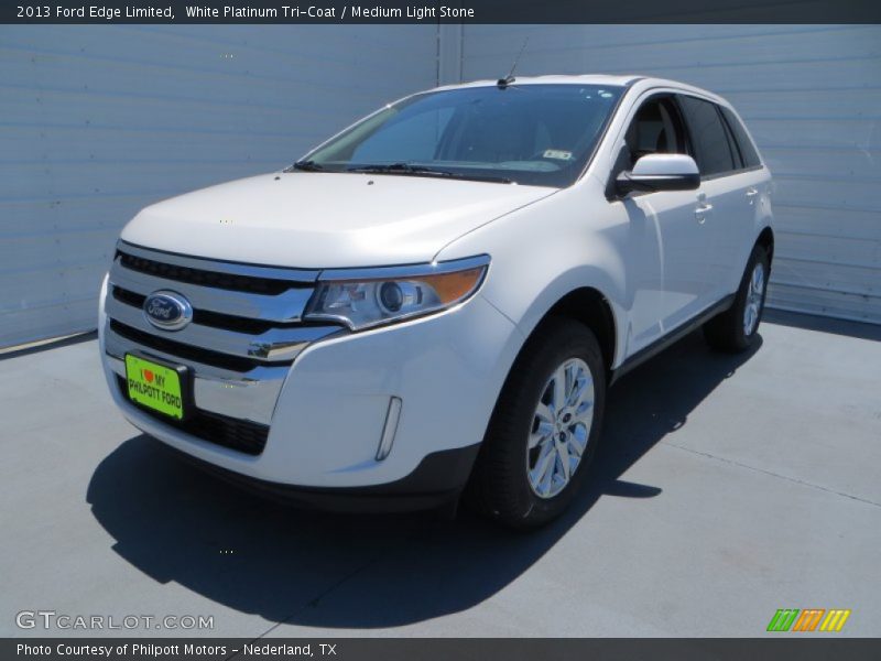 White Platinum Tri-Coat / Medium Light Stone 2013 Ford Edge Limited