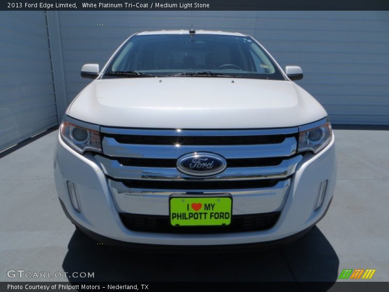 White Platinum Tri-Coat / Medium Light Stone 2013 Ford Edge Limited