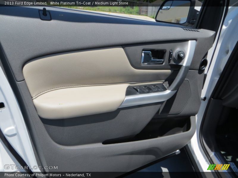 White Platinum Tri-Coat / Medium Light Stone 2013 Ford Edge Limited