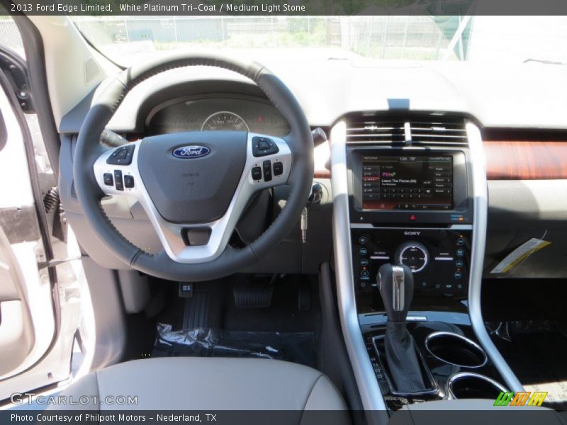 White Platinum Tri-Coat / Medium Light Stone 2013 Ford Edge Limited