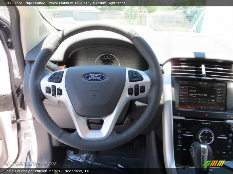 White Platinum Tri-Coat / Medium Light Stone 2013 Ford Edge Limited