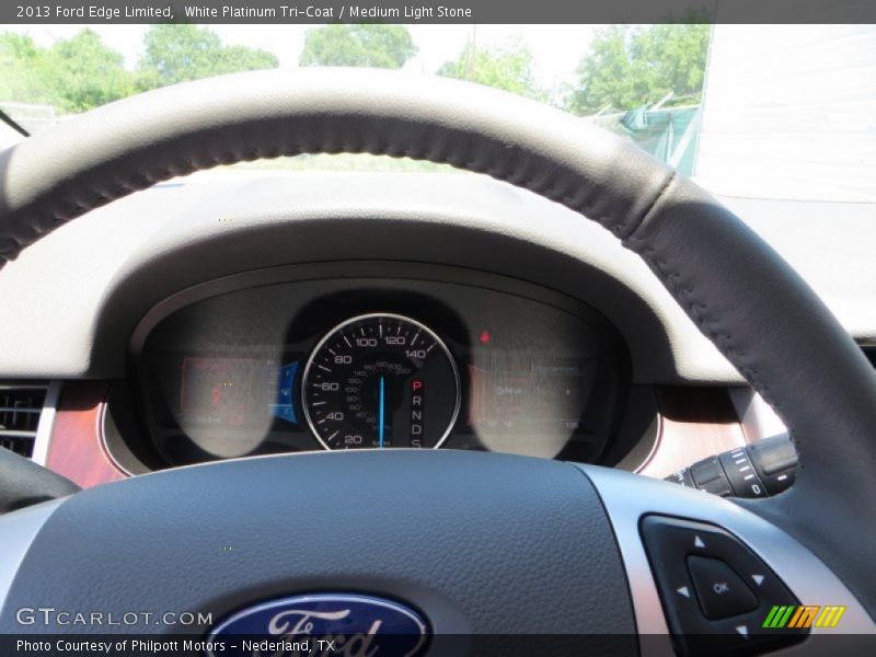 White Platinum Tri-Coat / Medium Light Stone 2013 Ford Edge Limited
