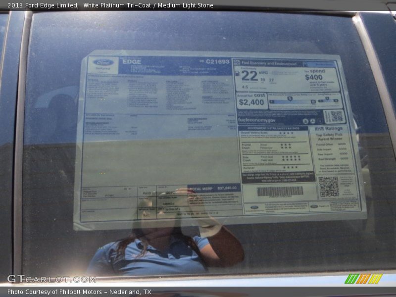 White Platinum Tri-Coat / Medium Light Stone 2013 Ford Edge Limited