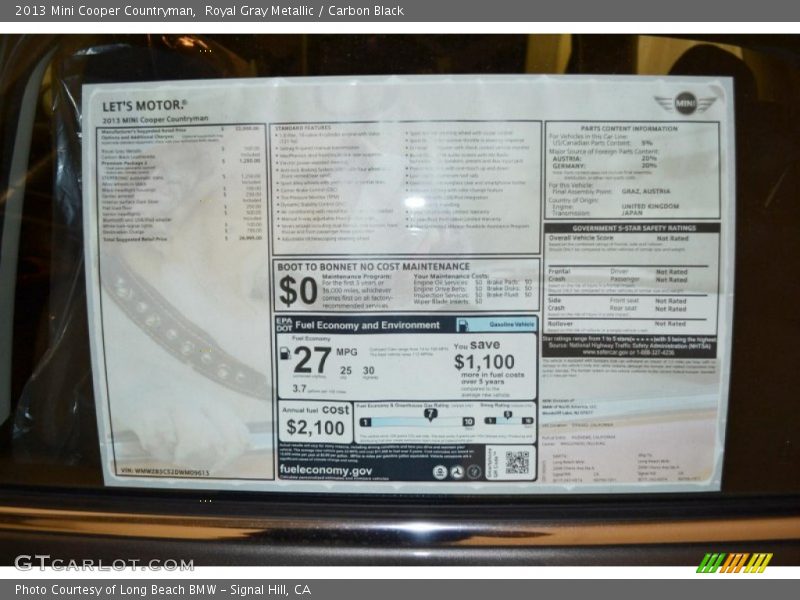 Royal Gray Metallic / Carbon Black 2013 Mini Cooper Countryman