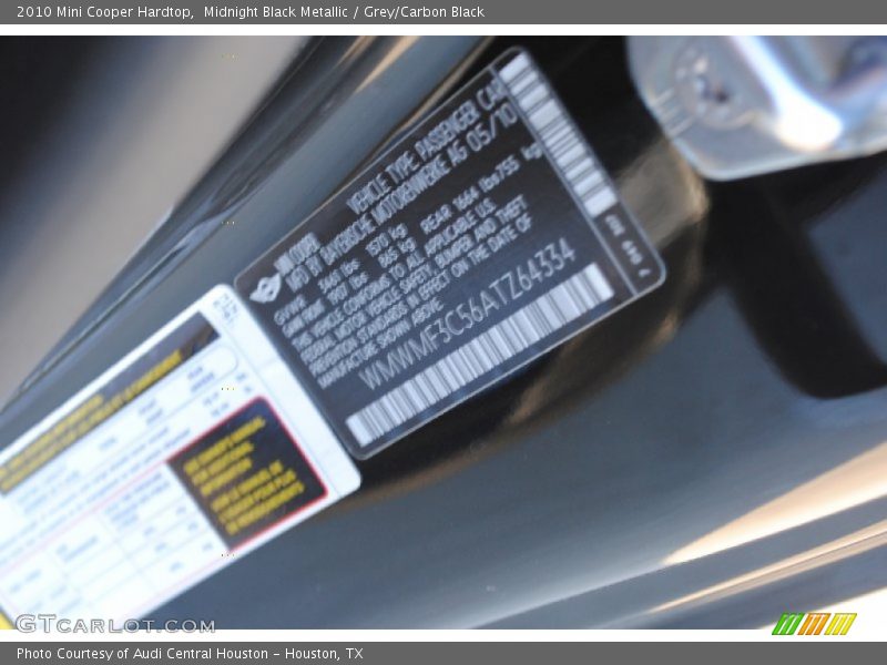 Midnight Black Metallic / Grey/Carbon Black 2010 Mini Cooper Hardtop