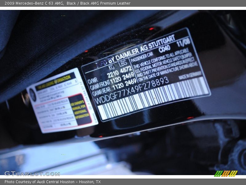 Black / Black AMG Premium Leather 2009 Mercedes-Benz C 63 AMG