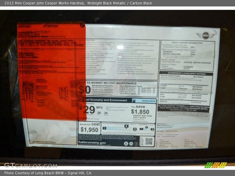 Midnight Black Metallic / Carbon Black 2013 Mini Cooper John Cooper Works Hardtop