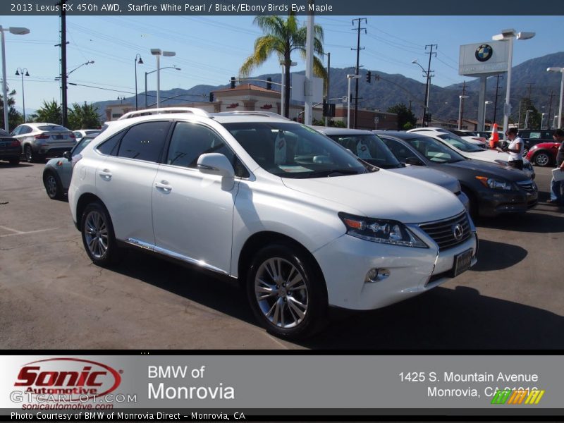 Starfire White Pearl / Black/Ebony Birds Eye Maple 2013 Lexus RX 450h AWD