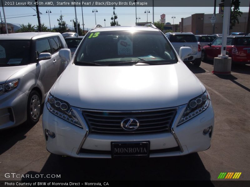 Starfire White Pearl / Black/Ebony Birds Eye Maple 2013 Lexus RX 450h AWD
