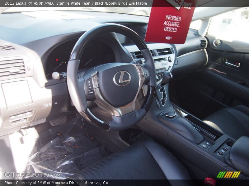 Starfire White Pearl / Black/Ebony Birds Eye Maple 2013 Lexus RX 450h AWD
