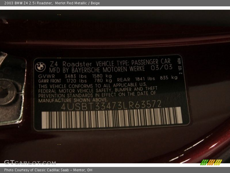 Merlot Red Metallic / Beige 2003 BMW Z4 2.5i Roadster