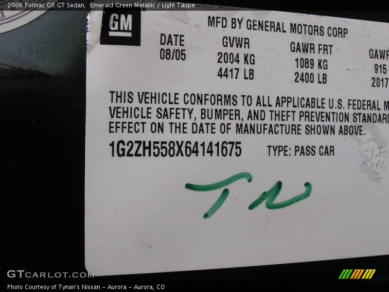Emerald Green Metallic / Light Taupe 2006 Pontiac G6 GT Sedan
