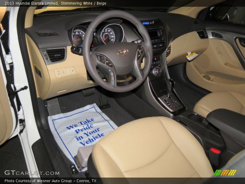 Shimmering White / Beige 2013 Hyundai Elantra Limited