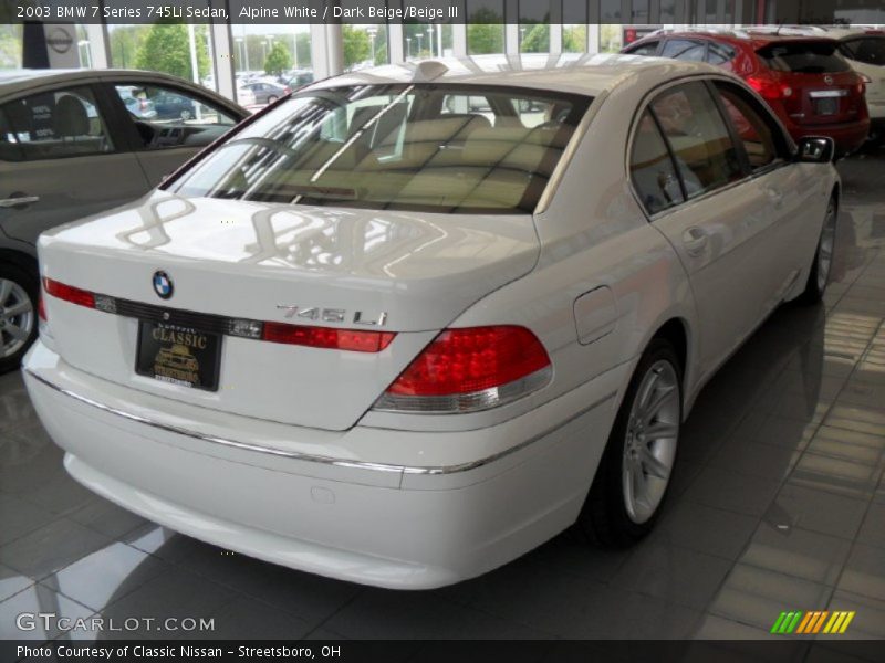 Alpine White / Dark Beige/Beige III 2003 BMW 7 Series 745Li Sedan