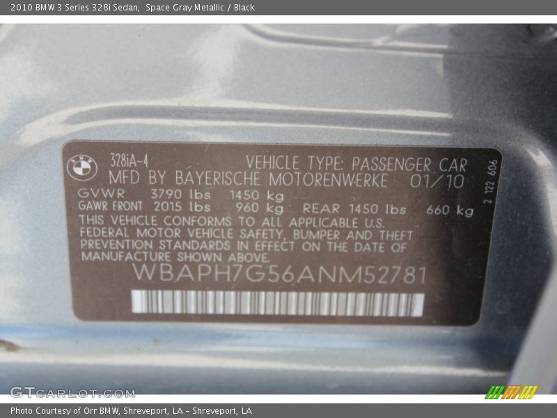 Space Gray Metallic / Black 2010 BMW 3 Series 328i Sedan