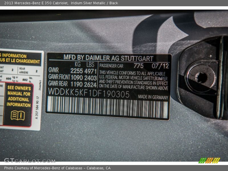 Iridium Silver Metallic / Black 2013 Mercedes-Benz E 350 Cabriolet