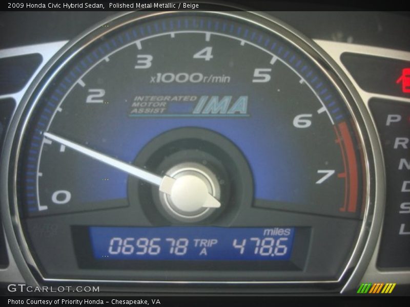 Polished Metal Metallic / Beige 2009 Honda Civic Hybrid Sedan