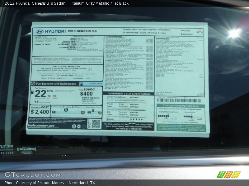 Titanium Gray Metallic / Jet Black 2013 Hyundai Genesis 3.8 Sedan