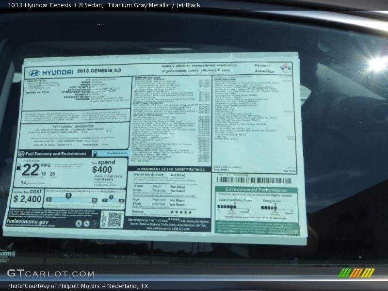 Titanium Gray Metallic / Jet Black 2013 Hyundai Genesis 3.8 Sedan