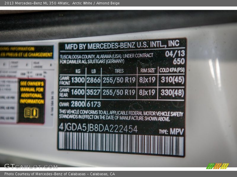 Arctic White / Almond Beige 2013 Mercedes-Benz ML 350 4Matic