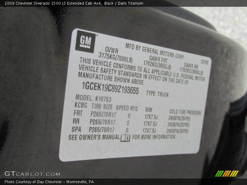 Black / Dark Titanium 2009 Chevrolet Silverado 1500 LS Extended Cab 4x4