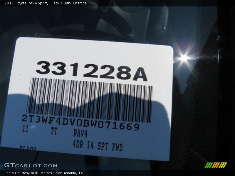 Black / Dark Charcoal 2011 Toyota RAV4 Sport