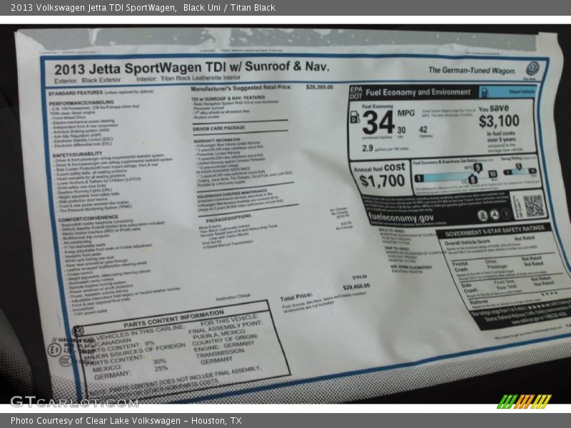 Black Uni / Titan Black 2013 Volkswagen Jetta TDI SportWagen