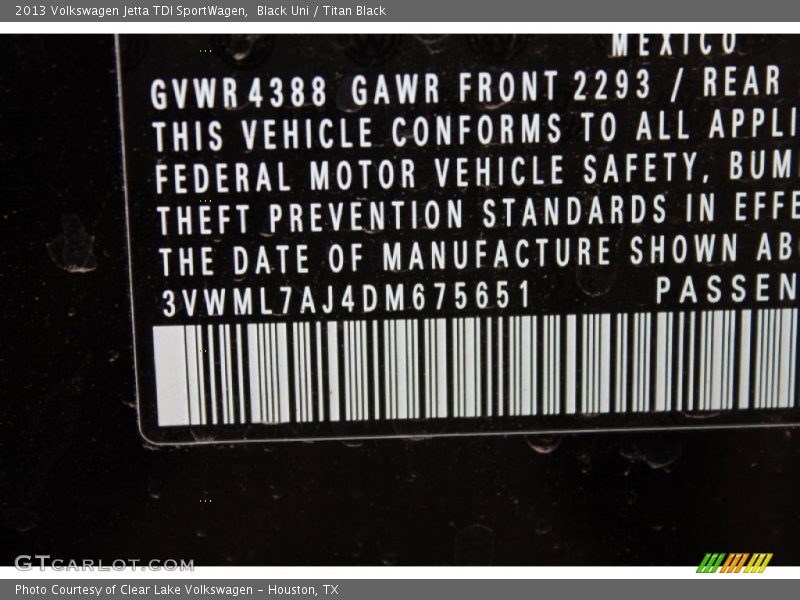 Black Uni / Titan Black 2013 Volkswagen Jetta TDI SportWagen