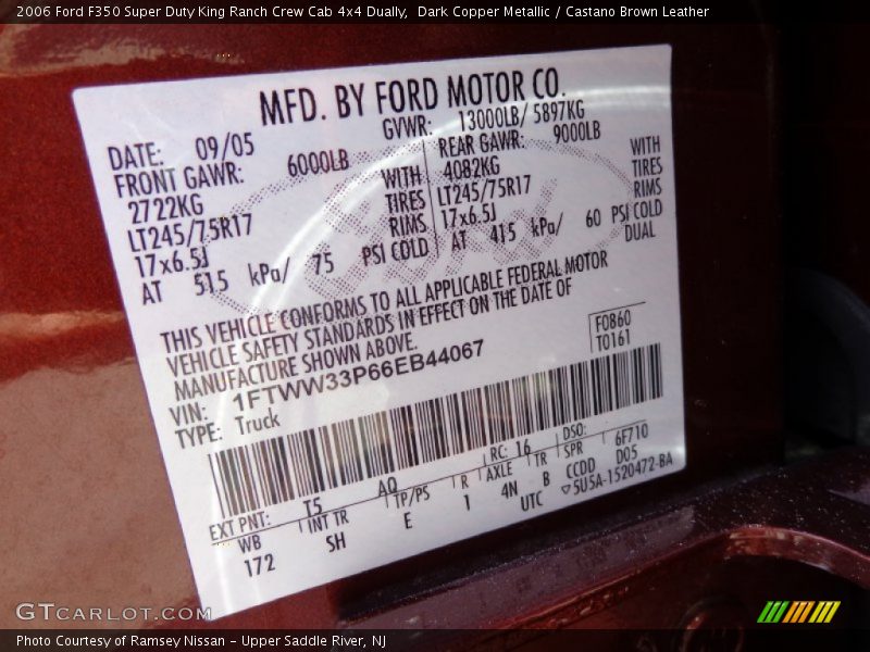 2006 F350 Super Duty King Ranch Crew Cab 4x4 Dually Dark Copper Metallic Color Code T5