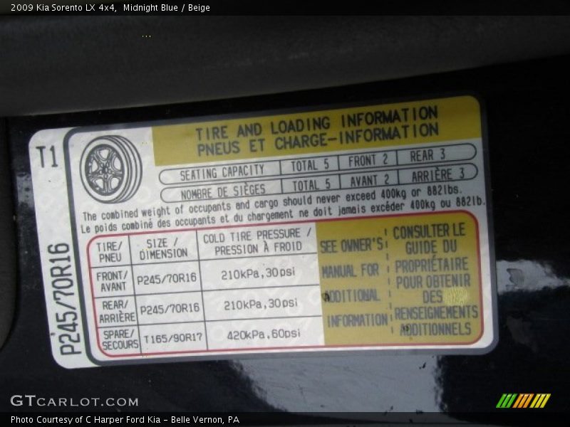 Midnight Blue / Beige 2009 Kia Sorento LX 4x4