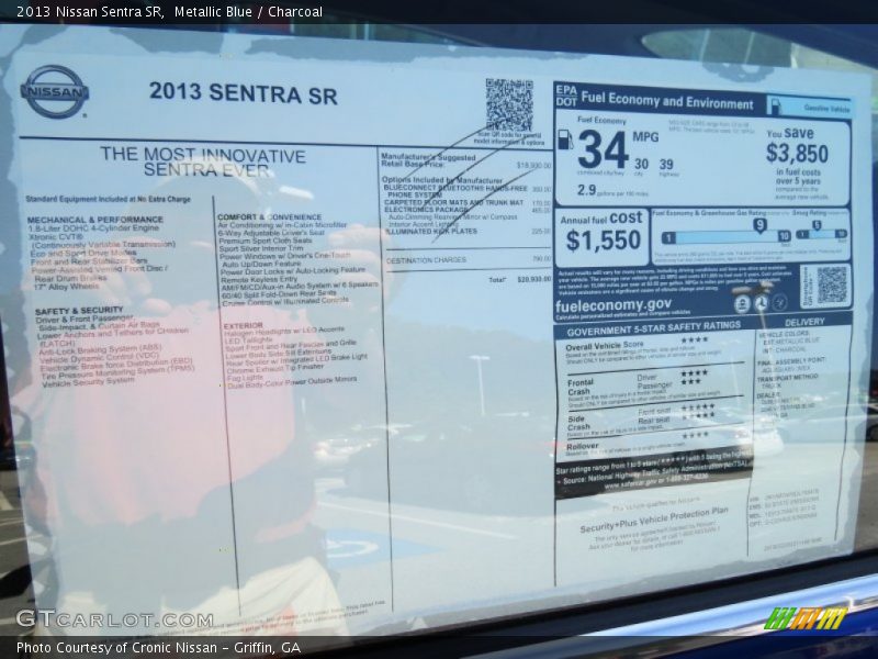  2013 Sentra SR Window Sticker