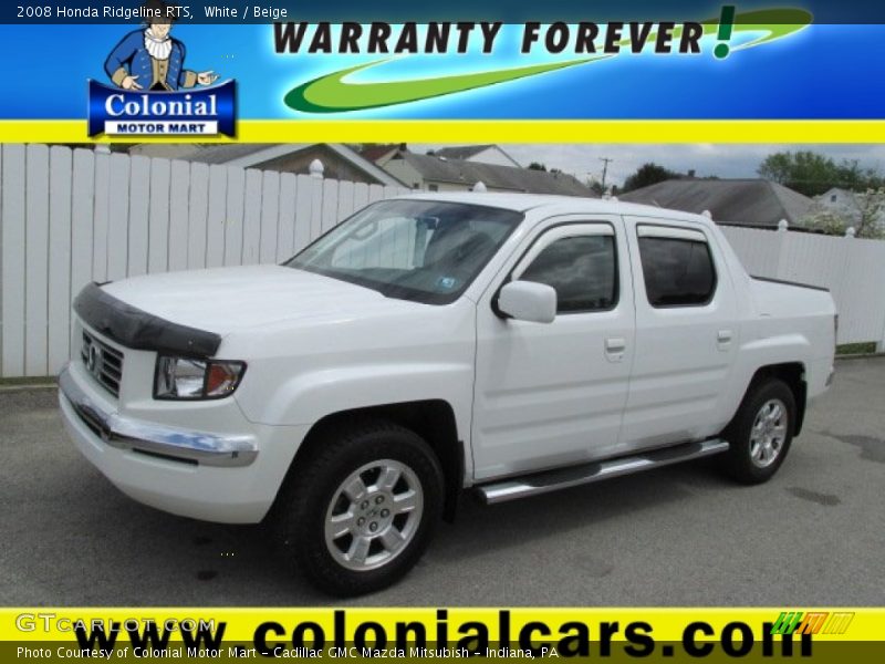 White / Beige 2008 Honda Ridgeline RTS