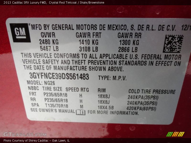 Crystal Red Tintcoat / Shale/Brownstone 2013 Cadillac SRX Luxury FWD