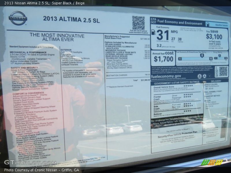 Super Black / Beige 2013 Nissan Altima 2.5 SL
