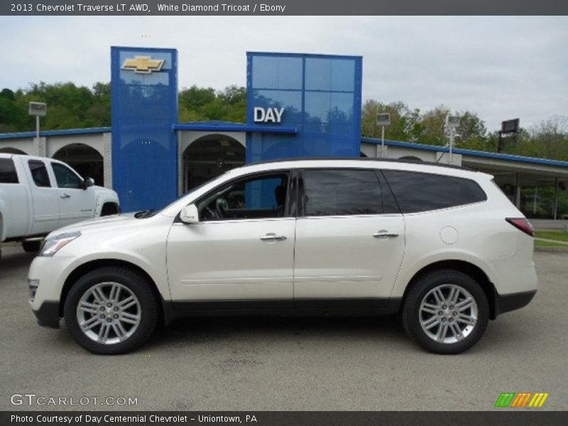 White Diamond Tricoat / Ebony 2013 Chevrolet Traverse LT AWD
