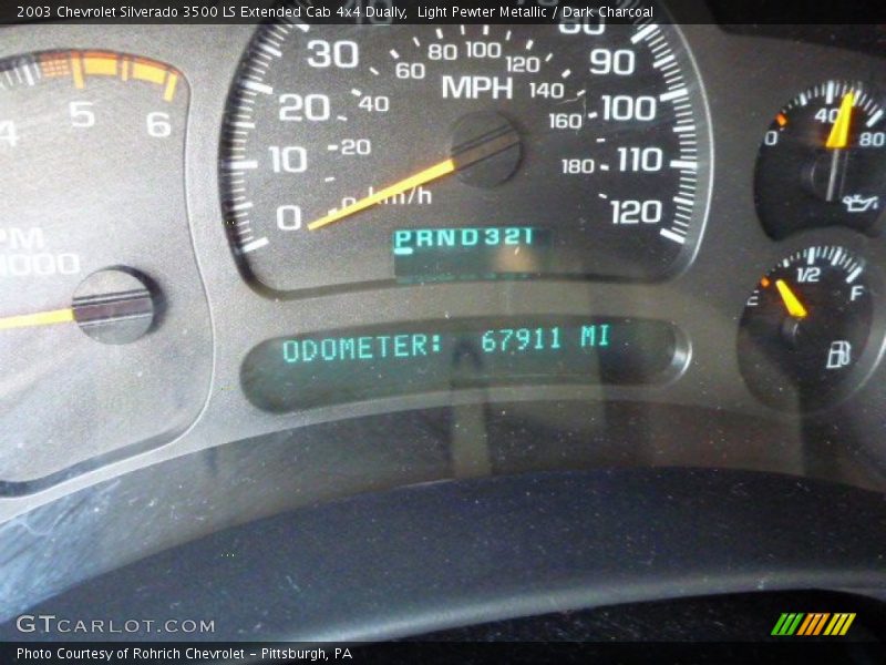 Light Pewter Metallic / Dark Charcoal 2003 Chevrolet Silverado 3500 LS Extended Cab 4x4 Dually